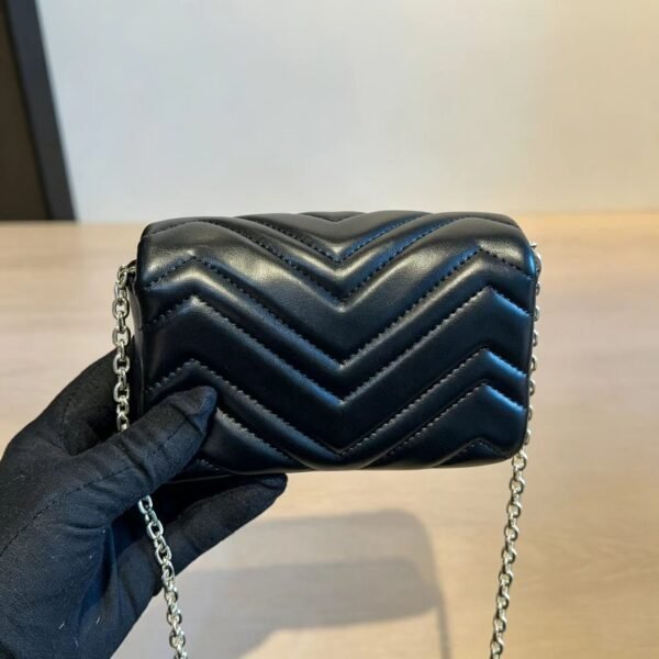 Gucci Black GG Chevron Mini Flap Bag — view 7 Gucci Black GG Chevron Mini Flap Bag — view 7