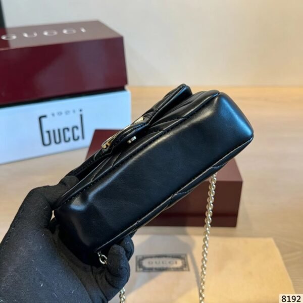 Gucci Black GG Chevron Mini Flap Bag — view 8 Gucci Black GG Chevron Mini Flap Bag — view 8