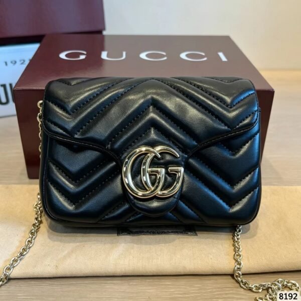 Gucci Black GG Chevron Mini Flap Bag — view 9 Gucci Black GG Chevron Mini Flap Bag — view 9