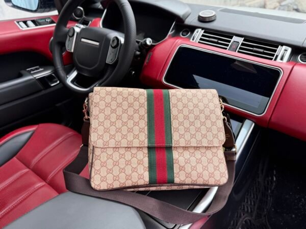 Gucci GG Stripe Flap Messenger Bag — view 2 Gucci GG Stripe Flap Messenger Bag — view 2
