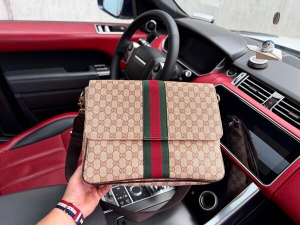 Gucci GG Stripe Flap Messenger Bag — view 4 Gucci GG Stripe Flap Messenger Bag — view 4