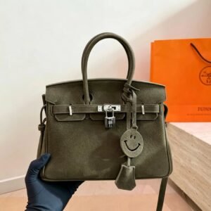 Hermès Olive Textured Top-Handle Handbag — view 1