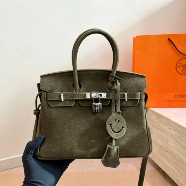 Hermès Olive Textured Top-Handle Handbag — view 1